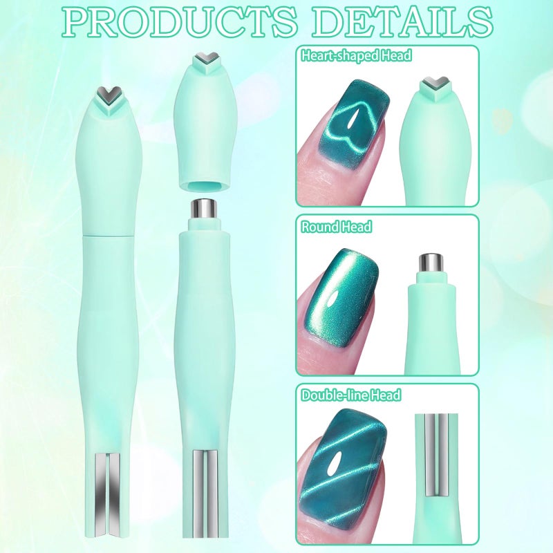 CYUXING 6Pcs 3 in 1 Cat Eye Magnet for Cat Eye Gel Polish, Includes Magnetic Nail Tool, Double-Head Magnet Pen & 4 Rabbit-Shaped Guides | Essential for DIY Nail Enthusiasts & Salon Use - Image 3